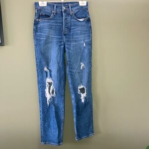 Old Navy Blue Straight Leg Denim with Distressed Details